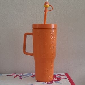 Orange Halloween Tumbler with Straw